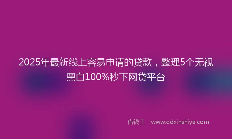 2025年最新线上容易申请的贷款，整理5个无视黑白100%秒下网贷平台