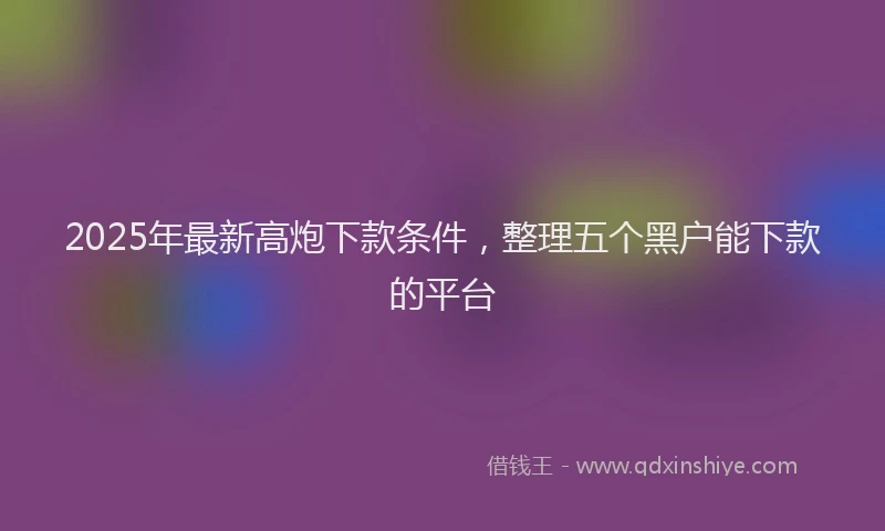 2025年最新高炮下款条件，整理五个黑户能下款的平台