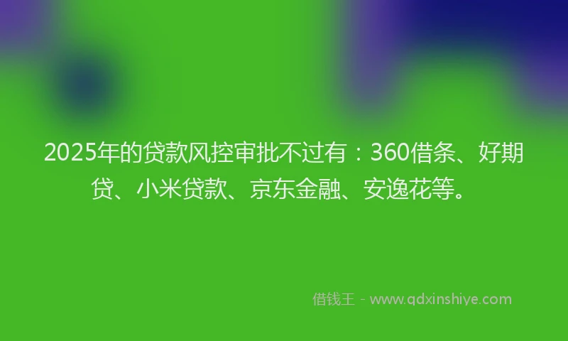 2025年的贷款风控审批不过有：360借条、好期贷、小米贷款、京东金融、安逸花等。