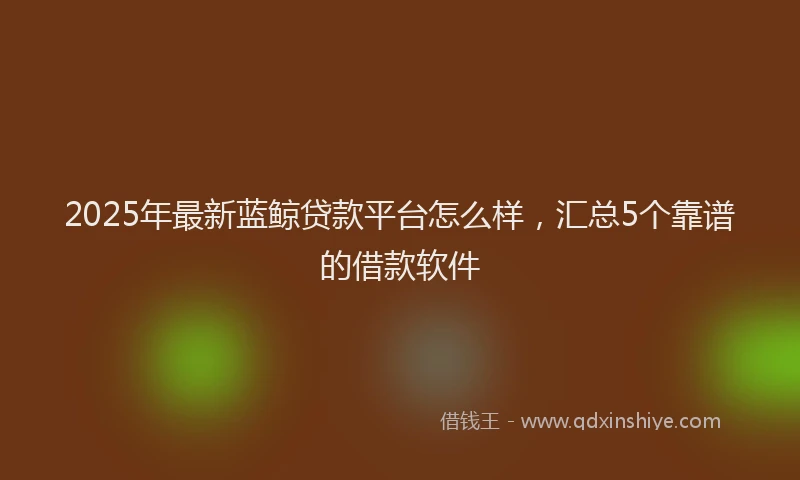 2025年最新蓝鲸贷款平台怎么样，汇总5个靠谱的借款软件