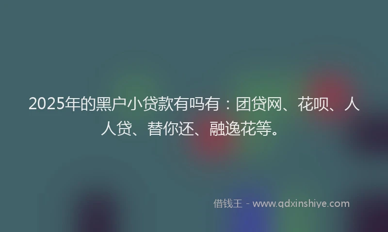 2025年的黑户小贷款有吗有：团贷网、花呗、人人贷、替你还、融逸花等。
