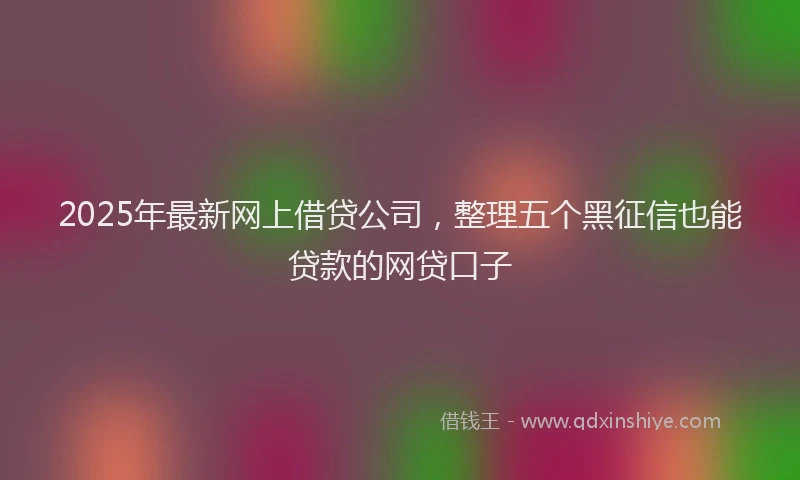 2025年最新网上借贷公司，整理五个黑征信也能贷款的网贷口子