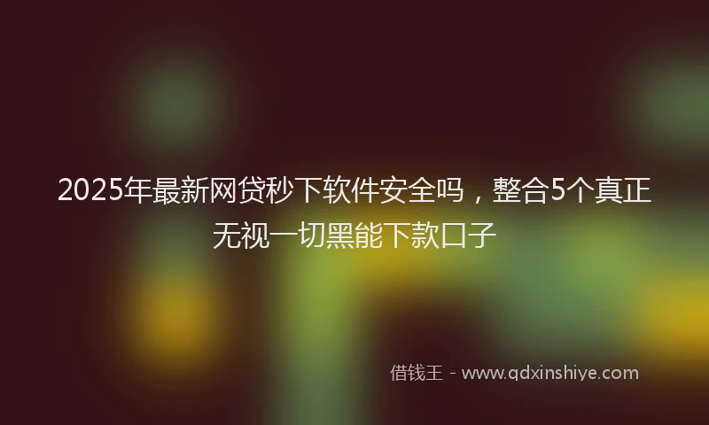 2025年最新网贷秒下软件安全吗，整合5个真正无视一切黑能下款口子