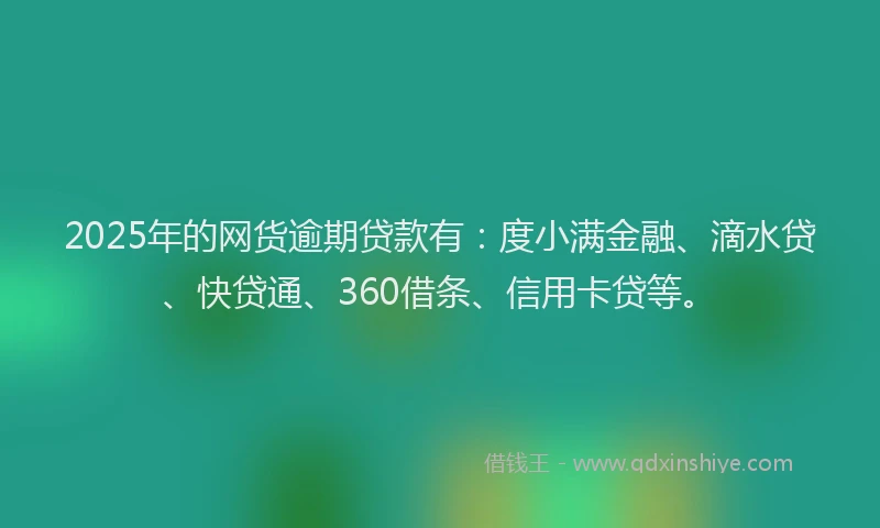 2025年的网货逾期贷款有：度小满金融、滴水贷、快贷通、360借条、信用卡贷等。