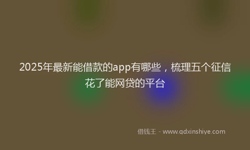 2025年最新能借款的app有哪些，梳理五个征信花了能网贷的平台