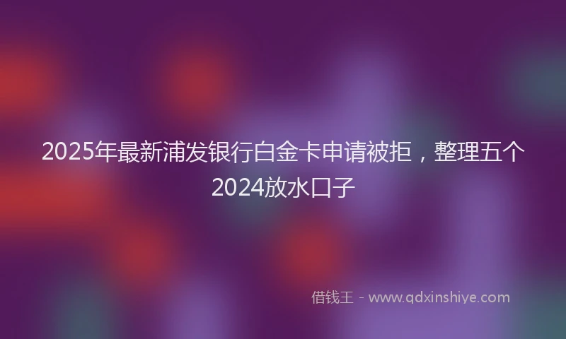 2025年最新浦发银行白金卡申请被拒，整理五个2024放水口子