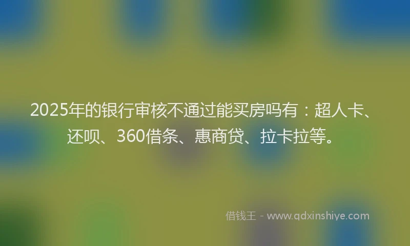 2025年的银行审核不通过能买房吗有：超人卡、还呗、360借条、惠商贷、拉卡拉等。