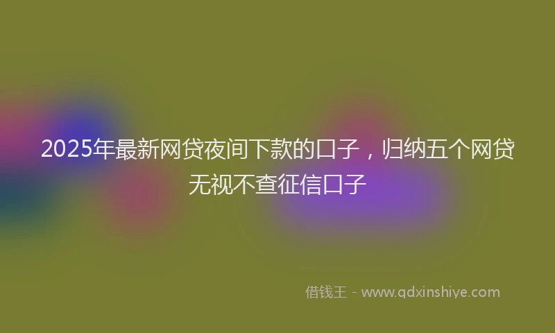 2025年最新网贷夜间下款的口子，归纳五个网贷无视不查征信口子