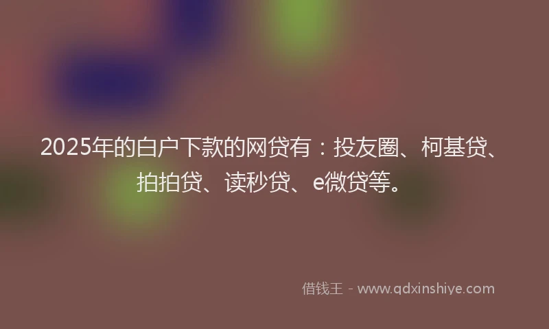 2025年的白户下款的网贷有：投友圈、柯基贷、拍拍贷、读秒贷、e微贷等。