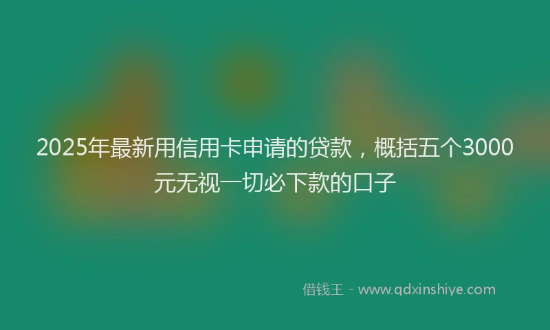 2025年最新用信用卡申请的贷款，概括五个3000元无视一切必下款的口子