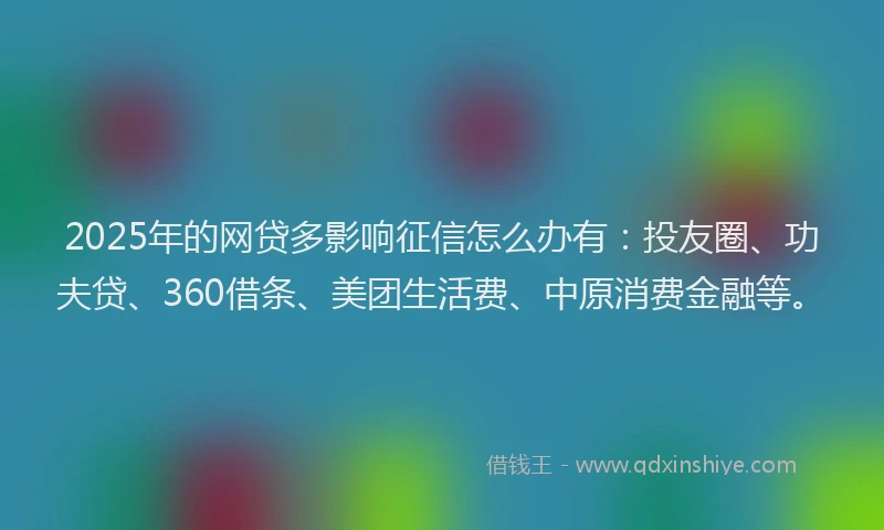 2025年的网贷多影响征信怎么办有：投友圈、功夫贷、360借条、美团生活费、中原消费金融等。