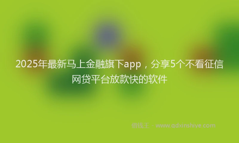 2025年最新马上金融旗下app，分享5个不看征信网贷平台放款快的软件