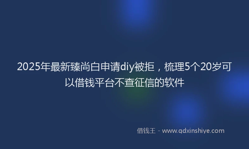 2025年最新臻尚白申请diy被拒，梳理5个20岁可以借钱平台不查征信的软件