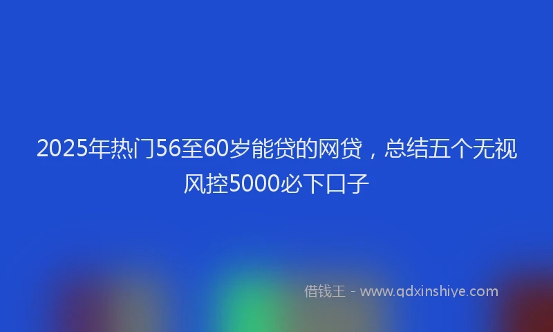 2025年热门56至60岁能贷的网贷，总结五个无视风控5000必下口子