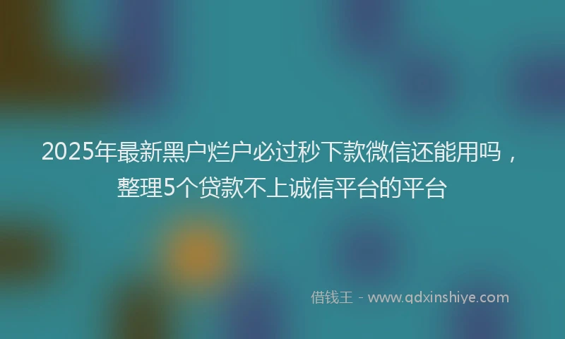 2025年最新黑户烂户必过秒下款微信还能用吗，整理5个贷款不上诚信平台的平台