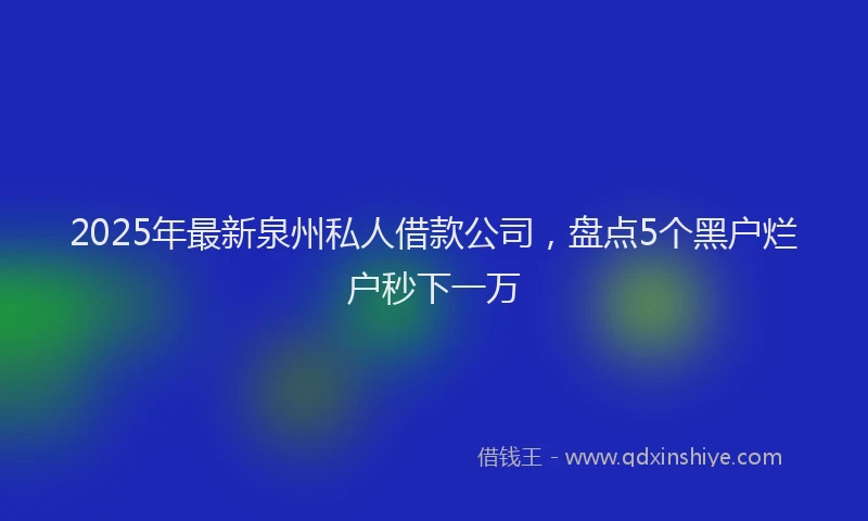 2025年最新泉州私人借款公司，盘点5个黑户烂户秒下一万