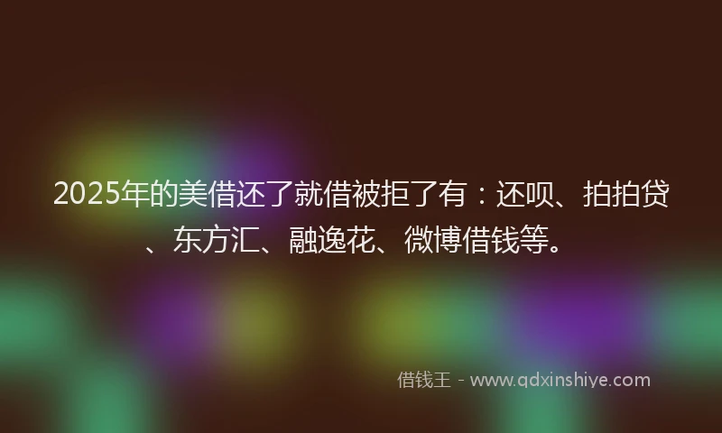 2025年的美借还了就借被拒了有：还呗、拍拍贷、东方汇、融逸花、微博借钱等。