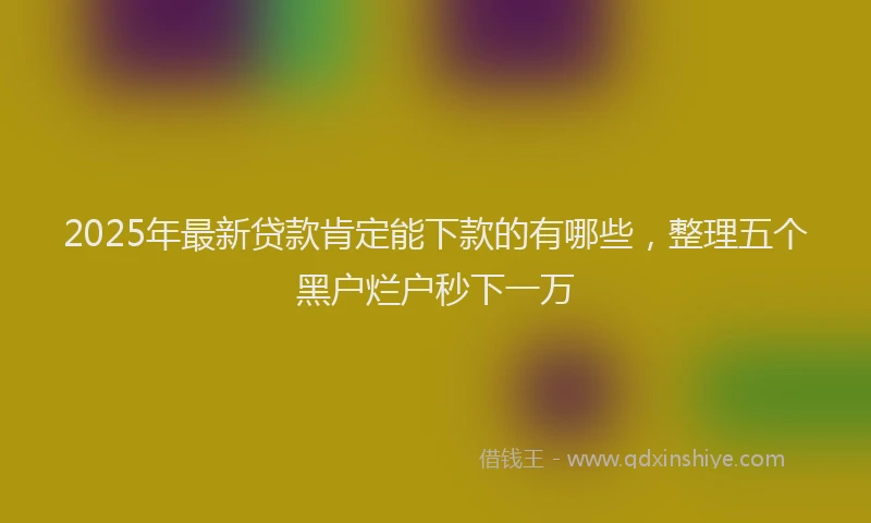 2025年最新贷款肯定能下款的有哪些，整理五个黑户烂户秒下一万