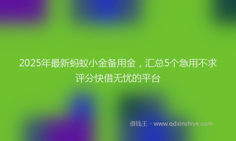 2025年最新蚂蚁小金备用金，汇总5个急用不求评分快借无忧的平台