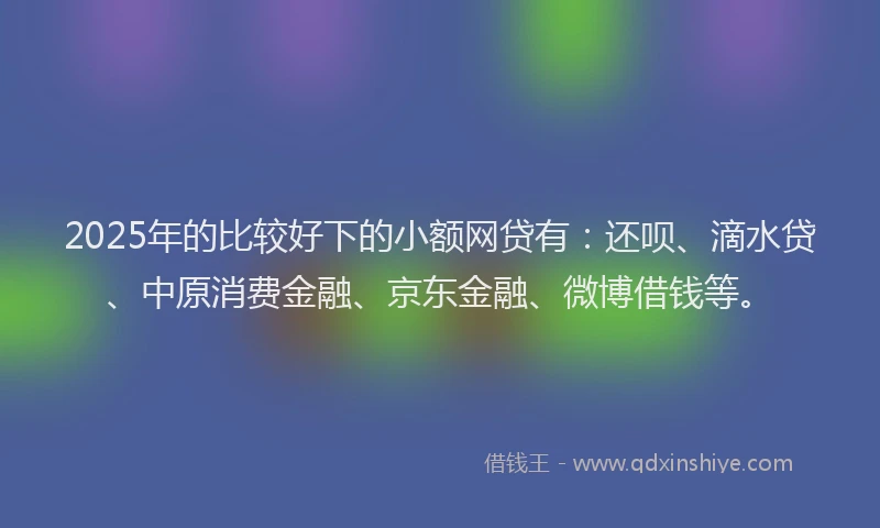 2025年的比较好下的小额网贷有：还呗、滴水贷、中原消费金融、京东金融、微博借钱等。