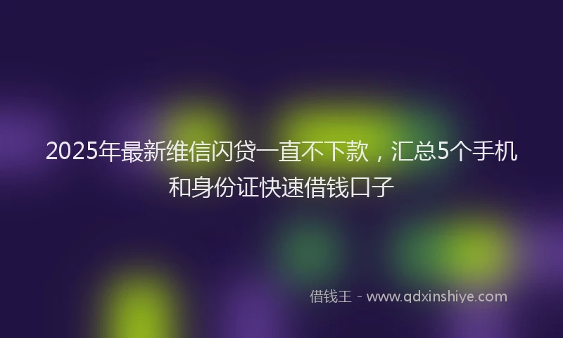 2025年最新维信闪贷一直不下款，汇总5个手机和身份证快速借钱口子