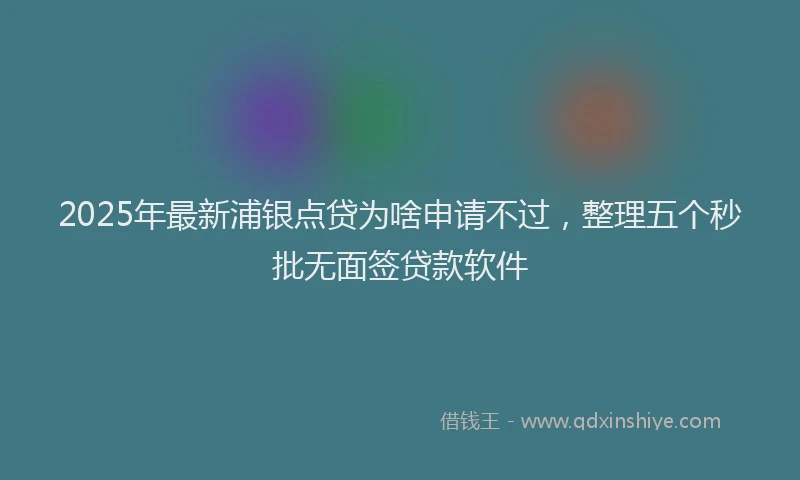 2025年最新浦银点贷为啥申请不过，整理五个秒批无面签贷款软件