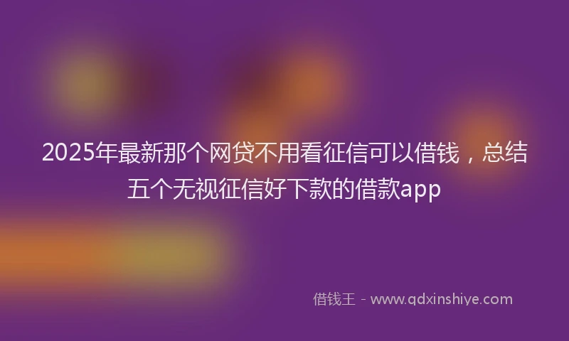 2025年最新那个网贷不用看征信可以借钱，总结五个无视征信好下款的借款app