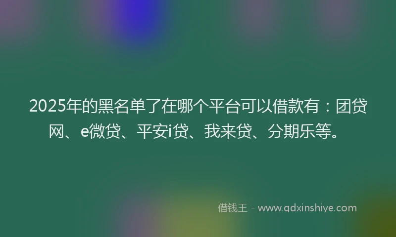 2025年的黑名单了在哪个平台可以借款有：团贷网、e微贷、平安i贷、我来贷、分期乐等。