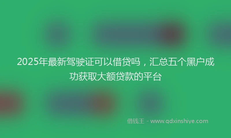 2025年最新驾驶证可以借贷吗，汇总五个黑户成功获取大额贷款的平台