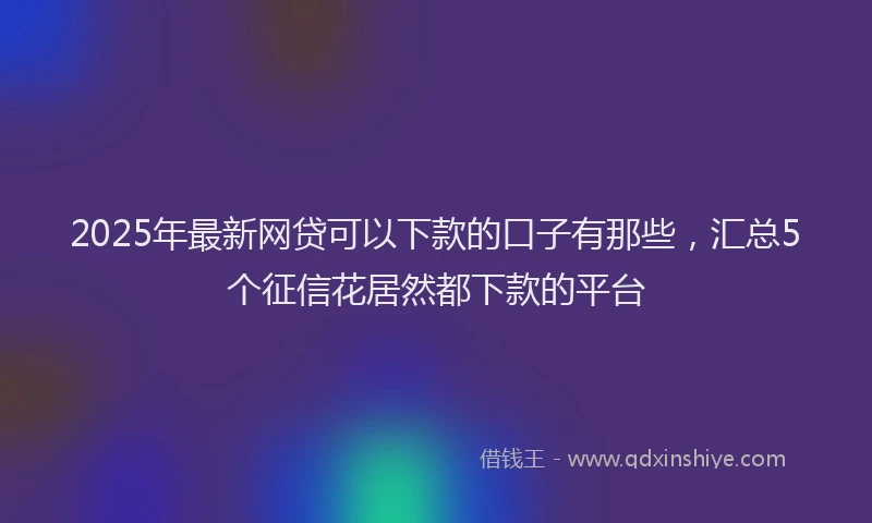 2025年最新网贷可以下款的口子有那些，汇总5个征信花居然都下款的平台