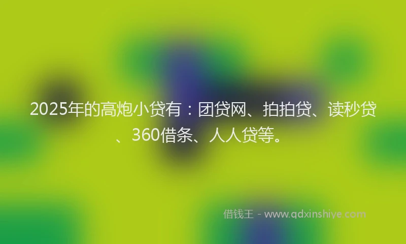 2025年的高炮小贷有：团贷网、拍拍贷、读秒贷、360借条、人人贷等。