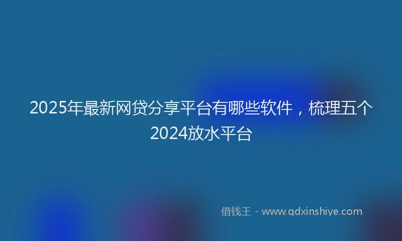 2025年最新网贷分享平台有哪些软件，梳理五个2024放水平台