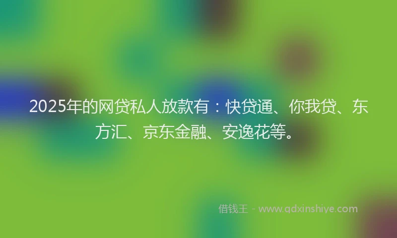 2025年的网贷私人放款有：快贷通、你我贷、东方汇、京东金融、安逸花等。