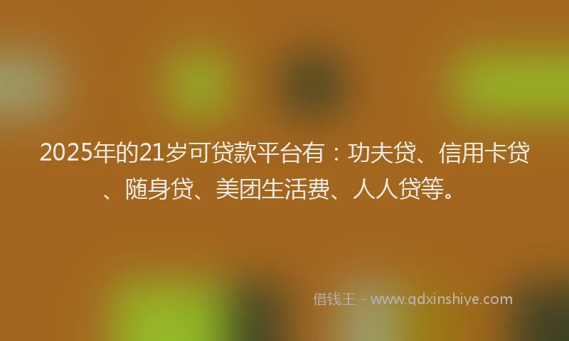 2025年的21岁可贷款平台有：功夫贷、信用卡贷、随身贷、美团生活费、人人贷等。