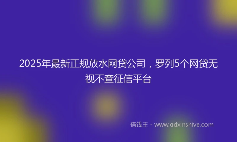 2025年最新正规放水网贷公司，罗列5个网贷无视不查征信平台