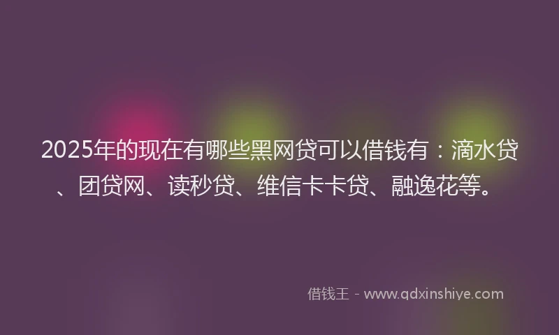 2025年的现在有哪些黑网贷可以借钱有：滴水贷、团贷网、读秒贷、维信卡卡贷、融逸花等。
