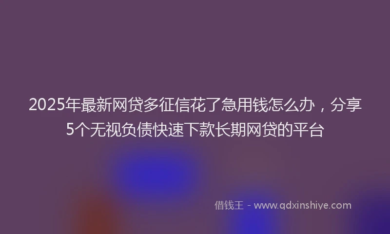 2025年最新网贷多征信花了急用钱怎么办，分享5个无视负债快速下款长期网贷的平台