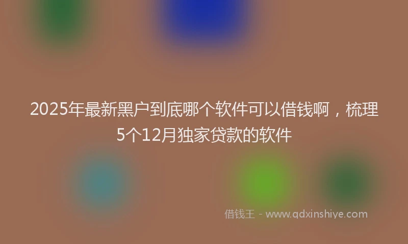 2025年最新黑户到底哪个软件可以借钱啊，梳理5个12月独家贷款的软件
