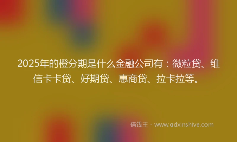 2025年的橙分期是什么金融公司有：微粒贷、维信卡卡贷、好期贷、惠商贷、拉卡拉等。