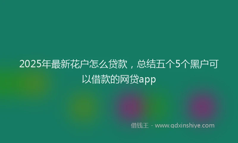 2025年最新花户怎么贷款，总结五个5个黑户可以借款的网贷app