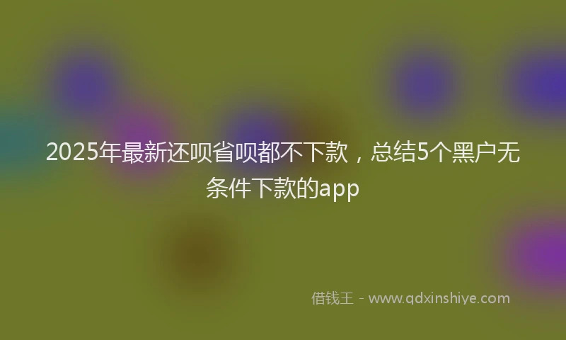 2025年最新还呗省呗都不下款，总结5个黑户无条件下款的app