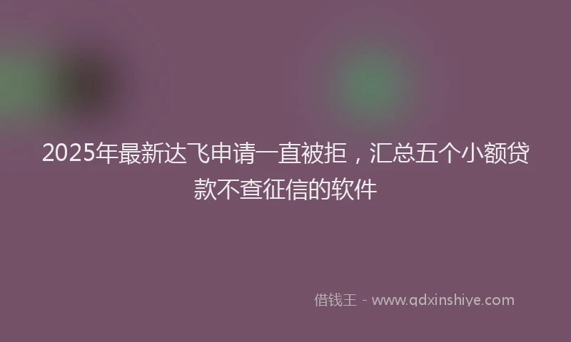 2025年最新达飞申请一直被拒，汇总五个小额贷款不查征信的软件