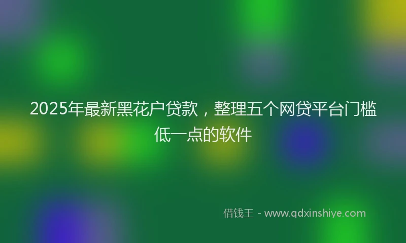 2025年最新黑花户贷款，整理五个网贷平台门槛低一点的软件