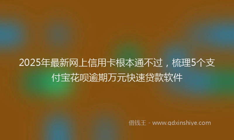 2025年最新网上信用卡根本通不过，梳理5个支付宝花呗逾期万元快速贷款软件