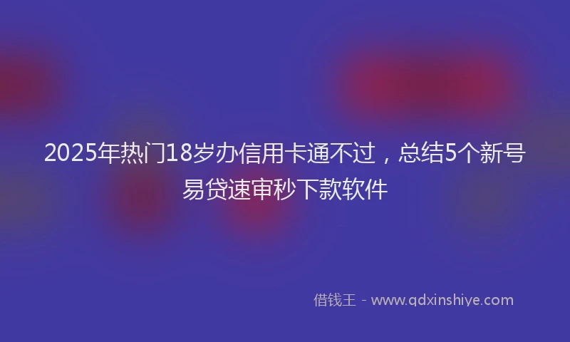 2025年热门18岁办信用卡通不过，总结5个新号易贷速审秒下款软件