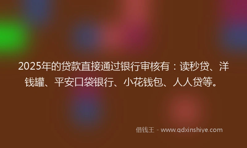 2025年的贷款直接通过银行审核有：读秒贷、洋钱罐、平安口袋银行、小花钱包、人人贷等。