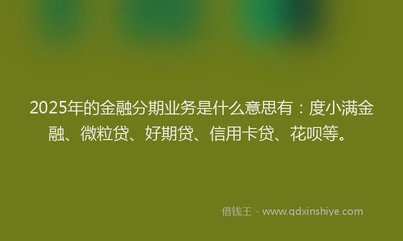 2025年的金融分期业务是什么意思有：度小满金融、微粒贷、好期贷、信用卡贷、花呗等。