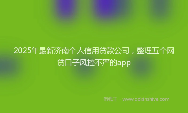 2025年最新济南个人信用贷款公司，整理五个网贷口子风控不严的app