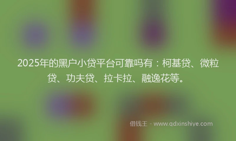 2025年的黑户小贷平台可靠吗有：柯基贷、微粒贷、功夫贷、拉卡拉、融逸花等。