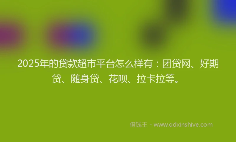 2025年的贷款超市平台怎么样有：团贷网、好期贷、随身贷、花呗、拉卡拉等。
